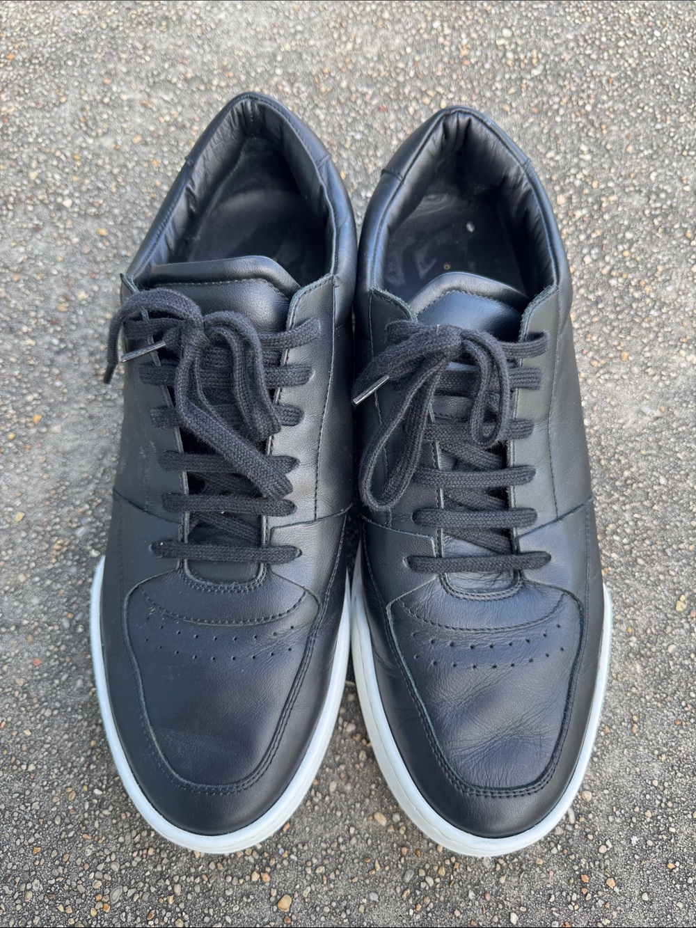Oliver Cabell Black Leather Sneakers with White Soles 42 EU/9 US - Made In Italy - Picture 4 of 12